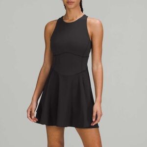 Lululemon Sz 8 Dress Court Crush Black Sleeveless Tennis Athletic Athleisure
